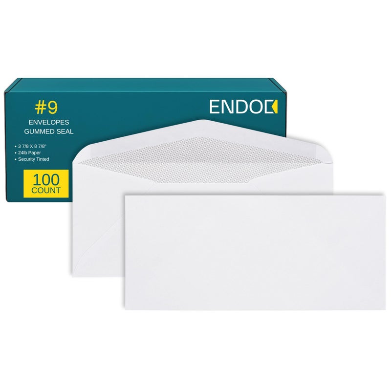 EnDoc #9 أظرف أمان ملونة - عبوة 100 - حجم رسالة 3 7/8" × 8 7/8" - ختم لاصق للأعمال، البريد العائد، القانونية، الشيكات، الفواتير، البيانات - 24 رطل عادي - Image 1